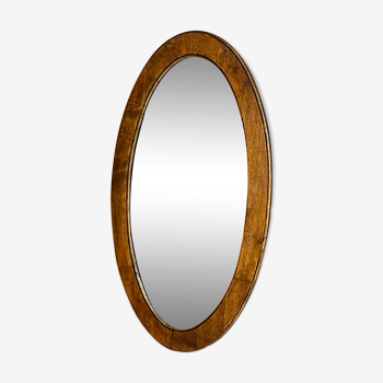 Oval beveled wooden mirror, 93x54 cm