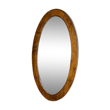 Oval beveled wooden mirror, 93x54 cm