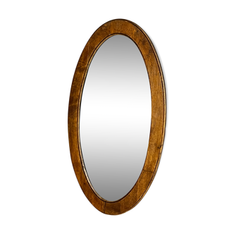 Oval beveled wooden mirror, 93x54 cm