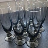 Set of 9 vintage champagne flutes (tinted glass)