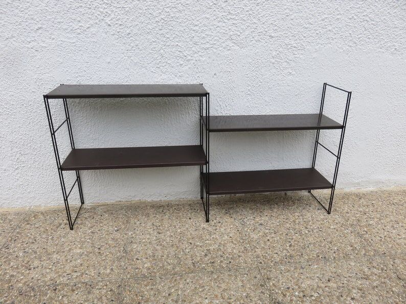 Modular wall string shelf in metal 50s 60s