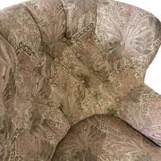 Fauteuil vintage rose clair à fleurs / fauteuil une place avec franges
