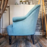 Vintage toad armchair blue velvet 70s