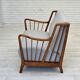 1950s, Scandinavian 2-seater sofa, reupholstered, upholstery wool, oak.