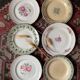 6 flat plates old floral assorted