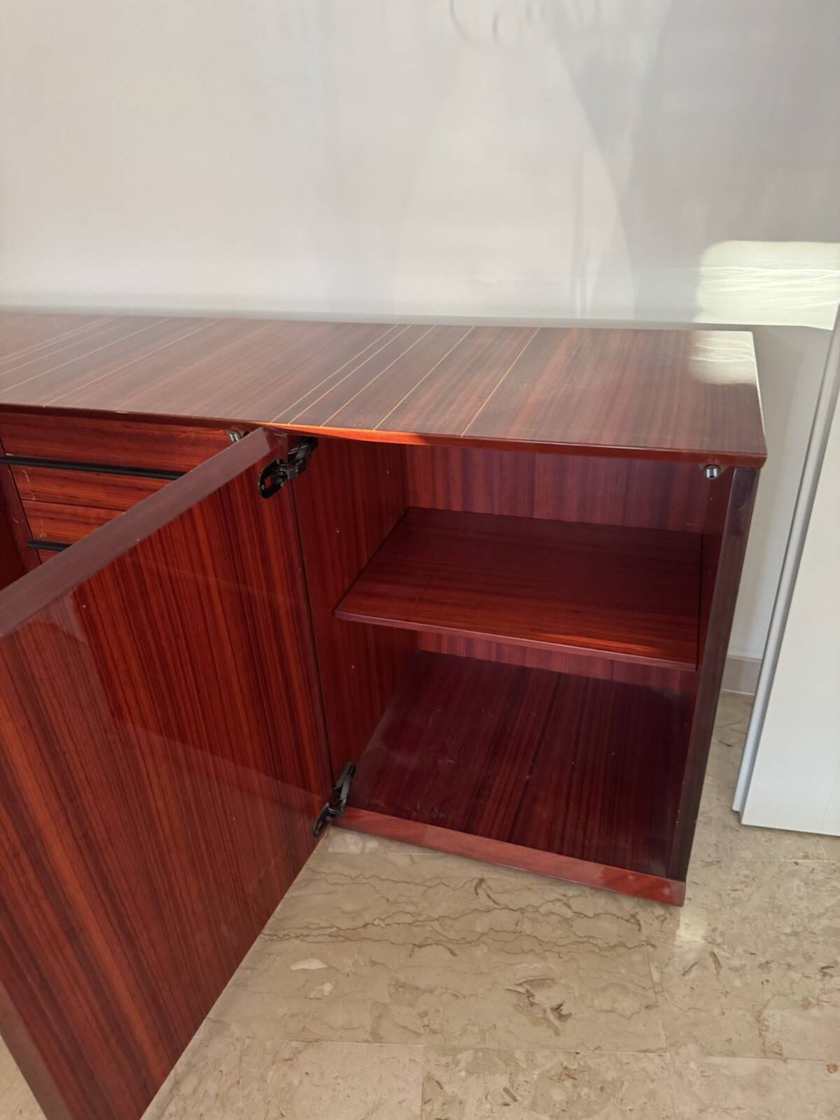 Monumental rosewood sideboard zebrawood lacquered mid-century design 1970