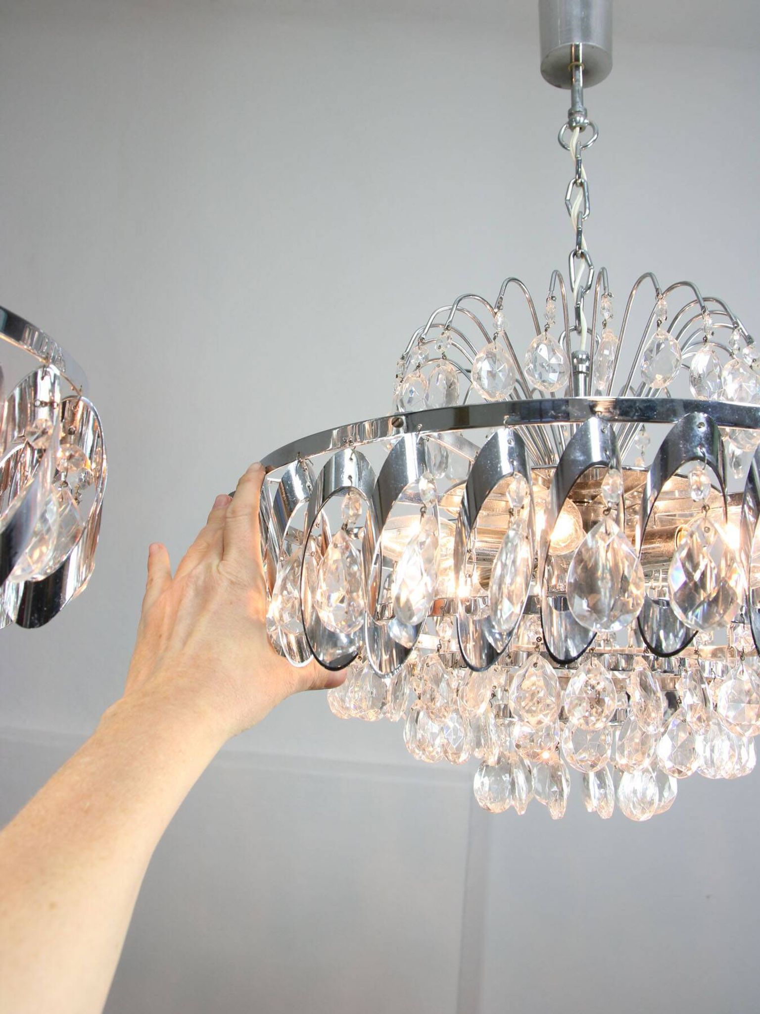 Vintage Viennese Medium Sized Crystal Chandelier, 70s