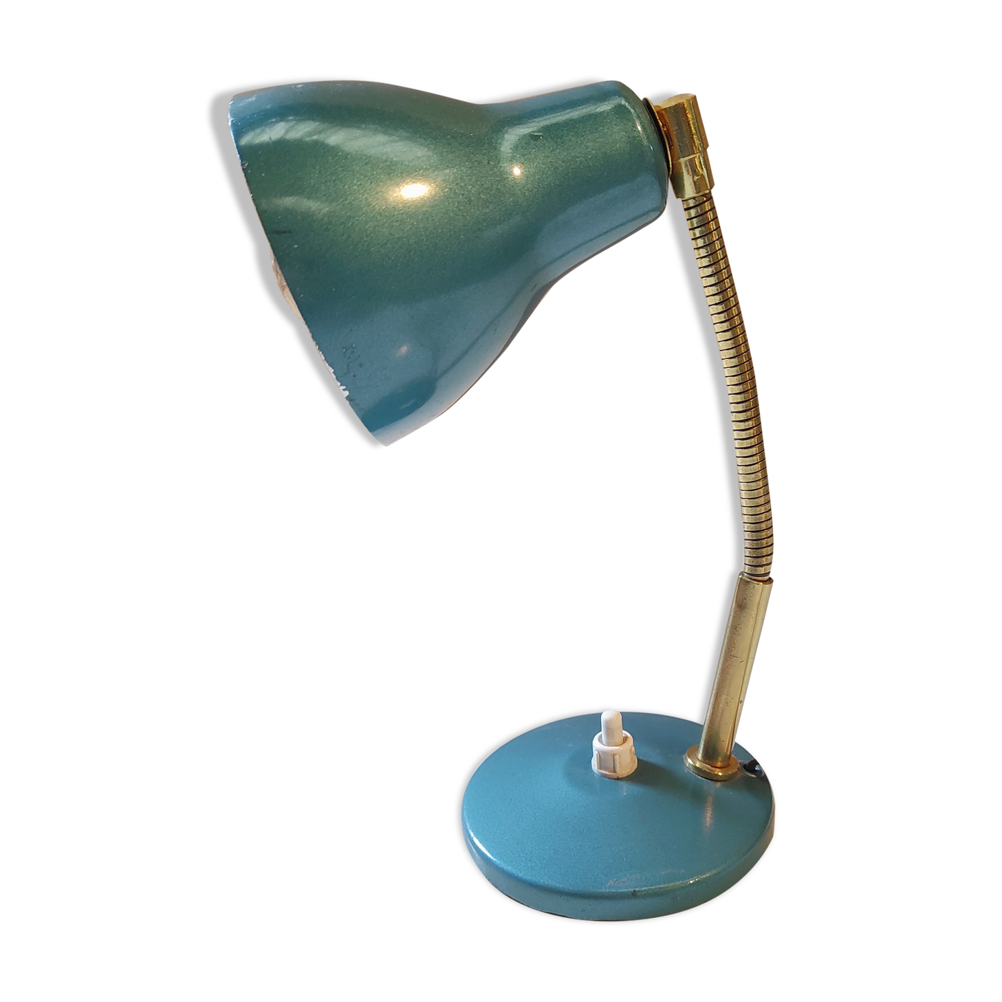 Lampe de bureau vintage Aluminor bleue