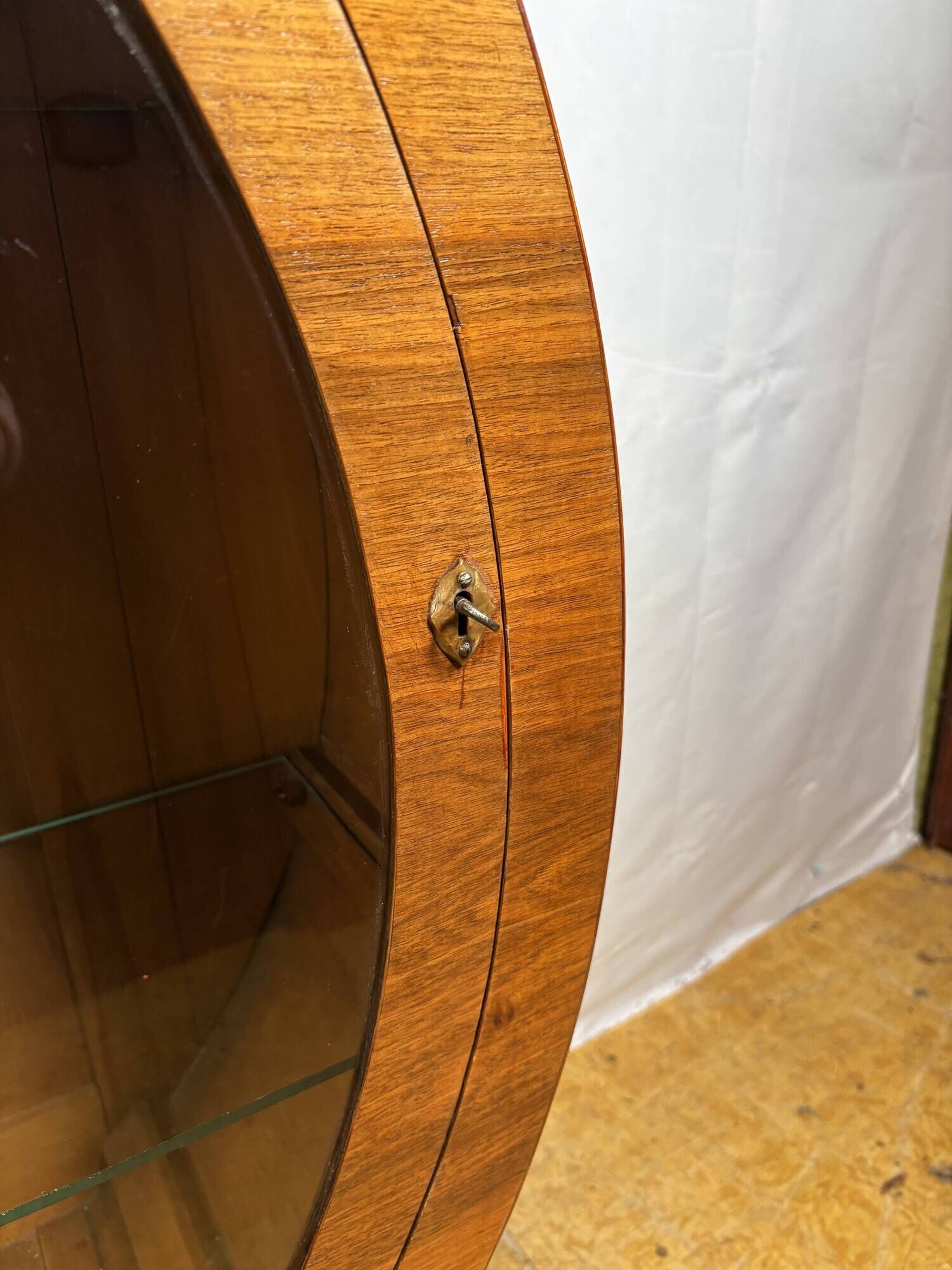 Vintage Art Deco Globe Round Display Cabinet Figured Walnut Circa 1930