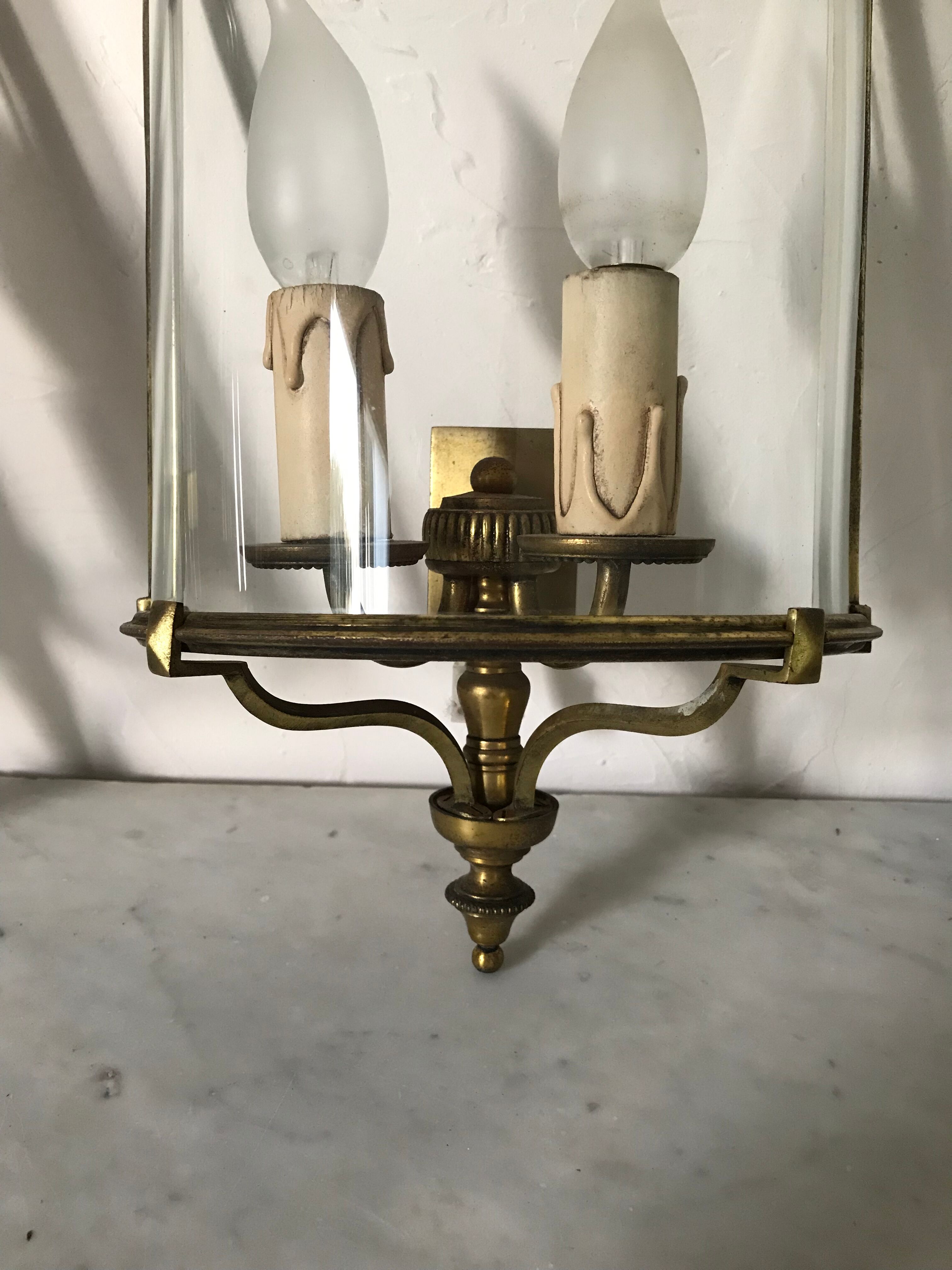 Pair of brass wall lights