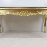 Coffee table - Wood, Glass, Gold leaf