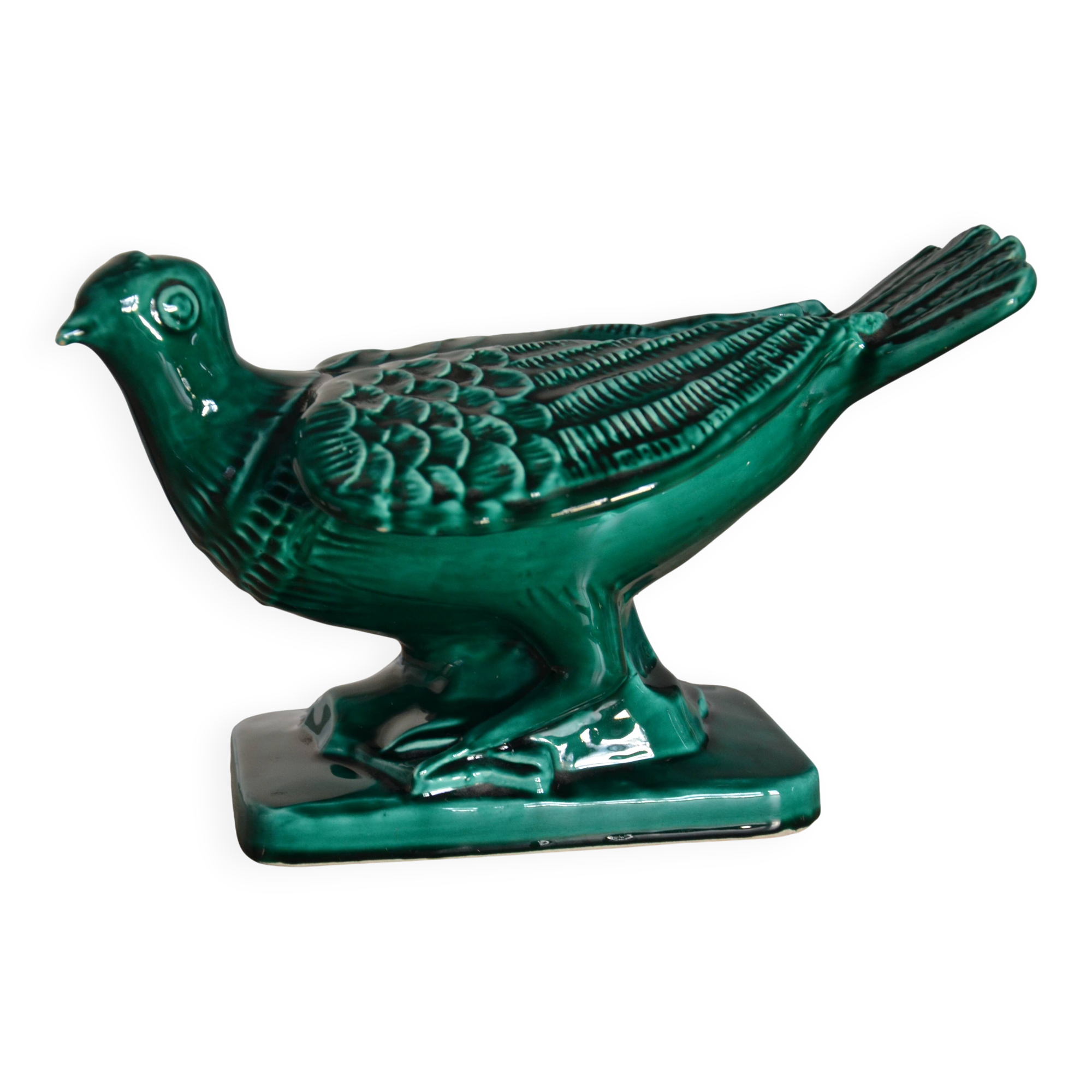Green glazed ceramic pigeon FPP Vallauris