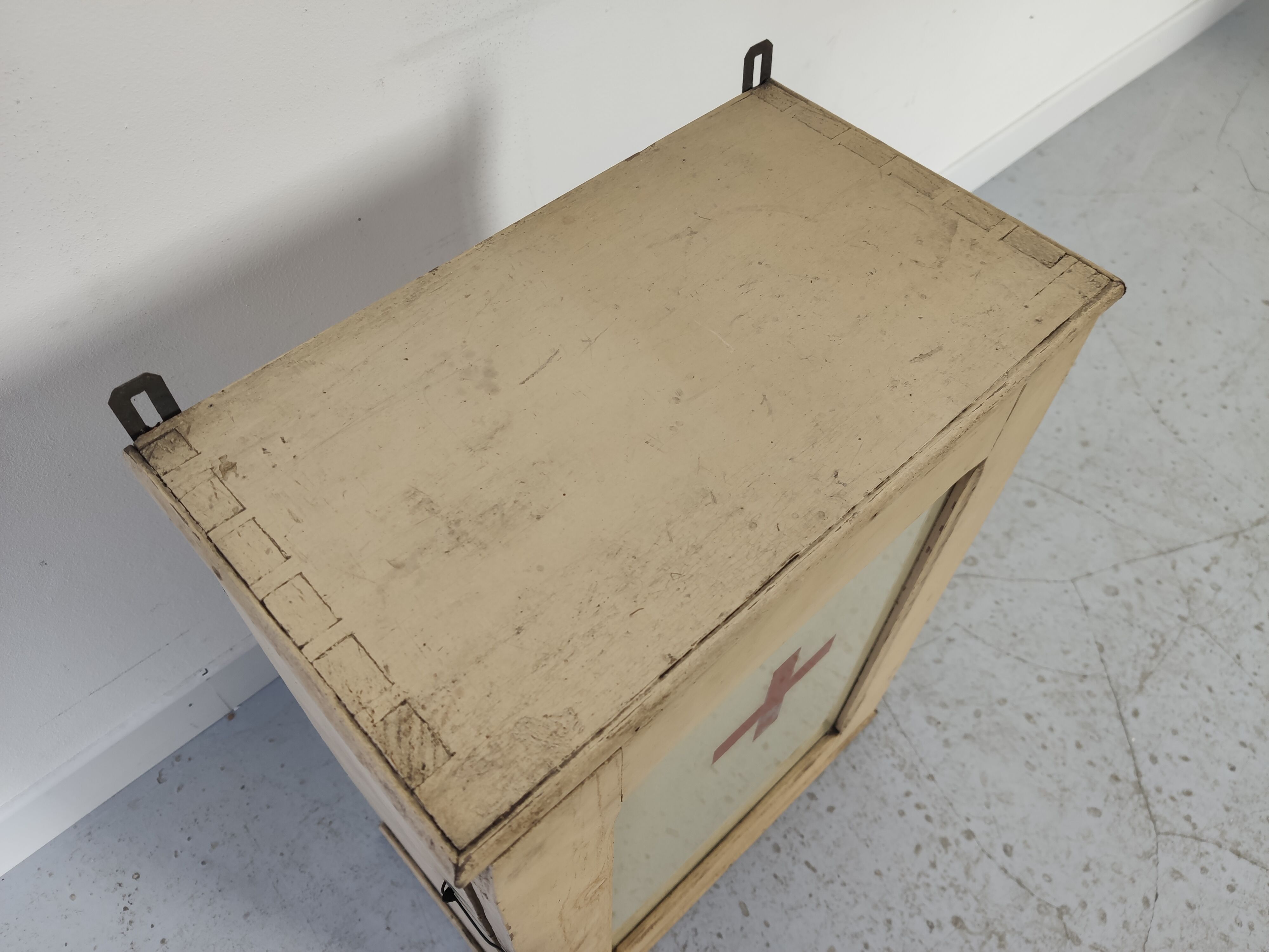 old wooden medicine cabinet, 1950s