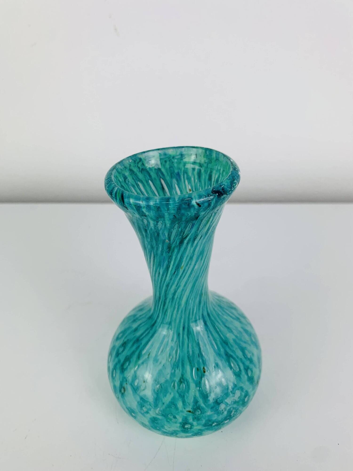 Vintage green/blue blown glass vase