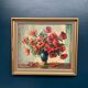 Original Swedish Oil on Canvas – "Red Poppies in a Blue Vase" by C. Horst – Signed – Vintage and Framed – 72 × 62 cm (28.3" × 24.4")