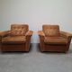 Pair of Mid-Century Modern Czech Lounge Armchairs with Rolling Casters