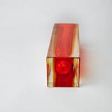 Red and yellow cubic Sommerso vase by Seguso, Murano, Italy, 1970