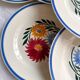 Vintage iron earthenware dessert service - floral model - Rustic HBC Choisy le Roi