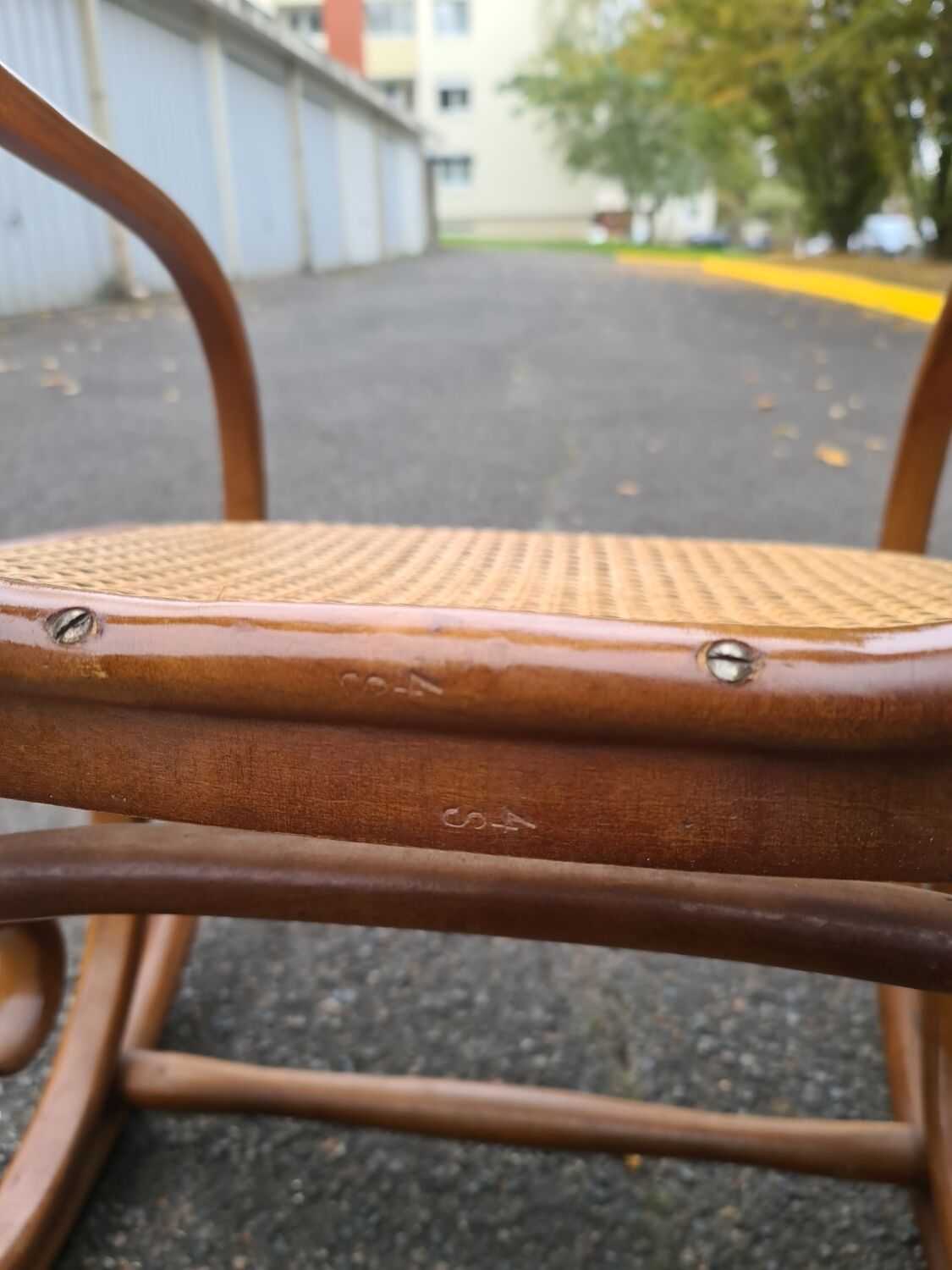 Rocking chair rattan and bentwood Vintage tuna