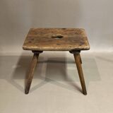 Pair of period stools in solid oak.