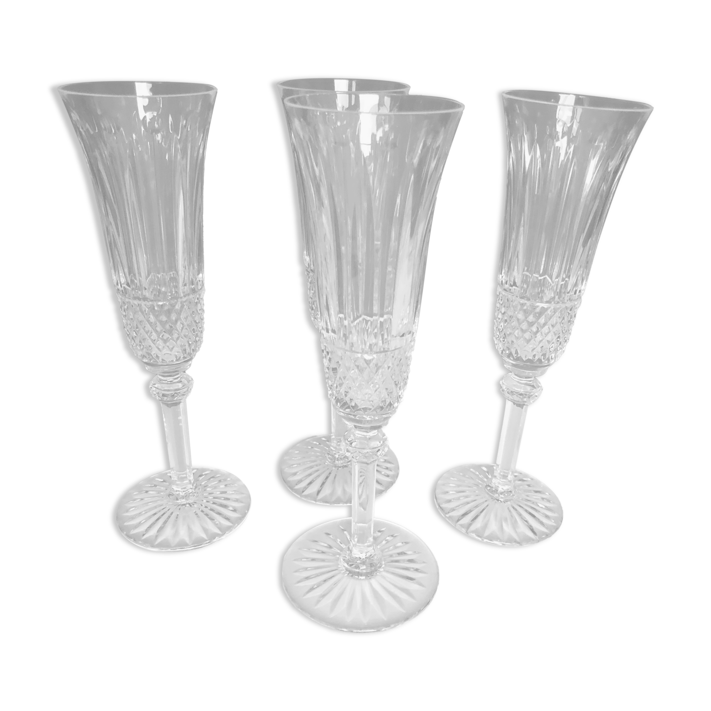 4 Saint Louis crystal champagne flutes, Tommy model