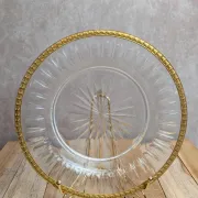 Antique cut glass plate – Gilded metal mount Cailar-bayard – French silversmithing