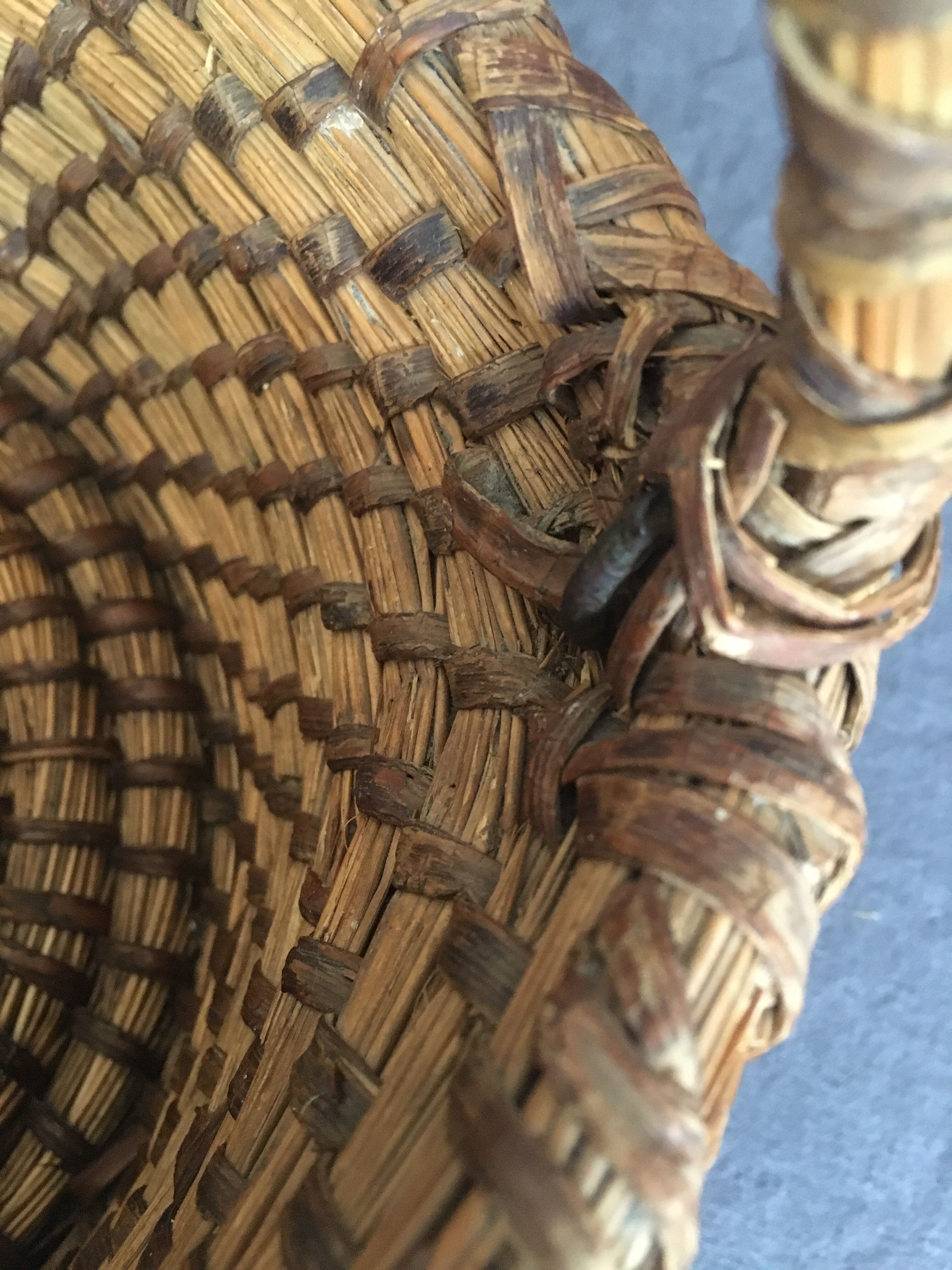 Woven straw handle basket