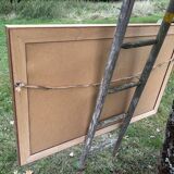 Large beveled mirror in wood and gilded stucco