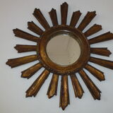 Old sun mirror gilded carved wood 50s-60s 49cm