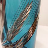 Blue and silver crystal vase. France 1950s.