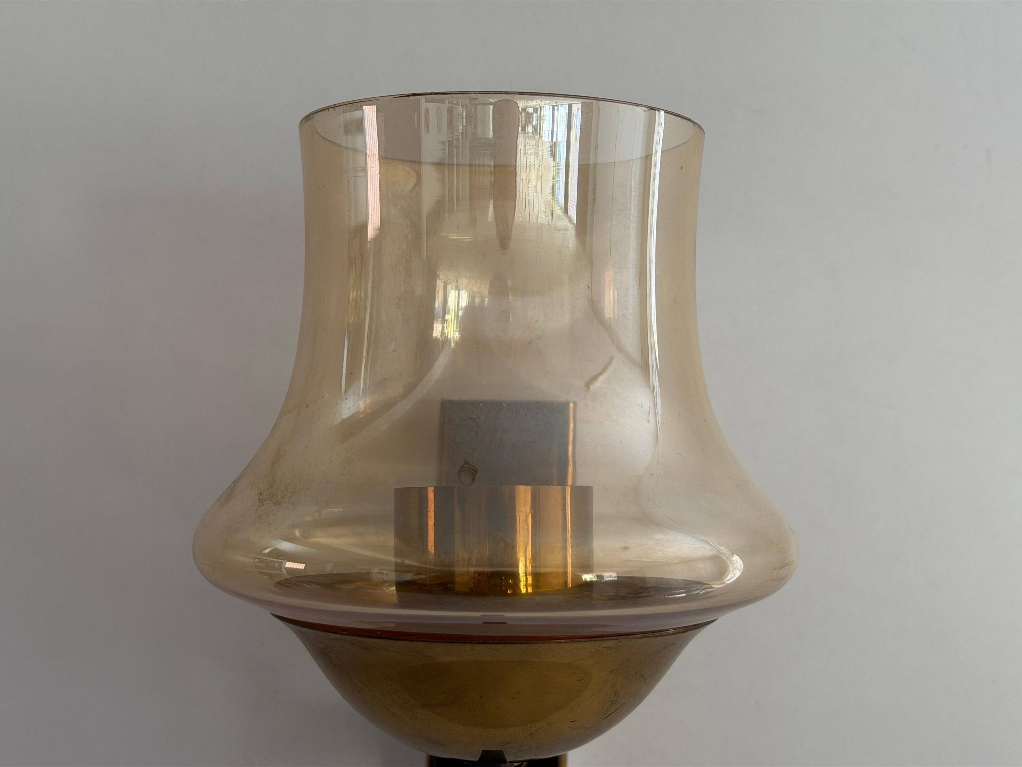 Yellow glass and brass wall light from the mid-century, 1960, Germany.