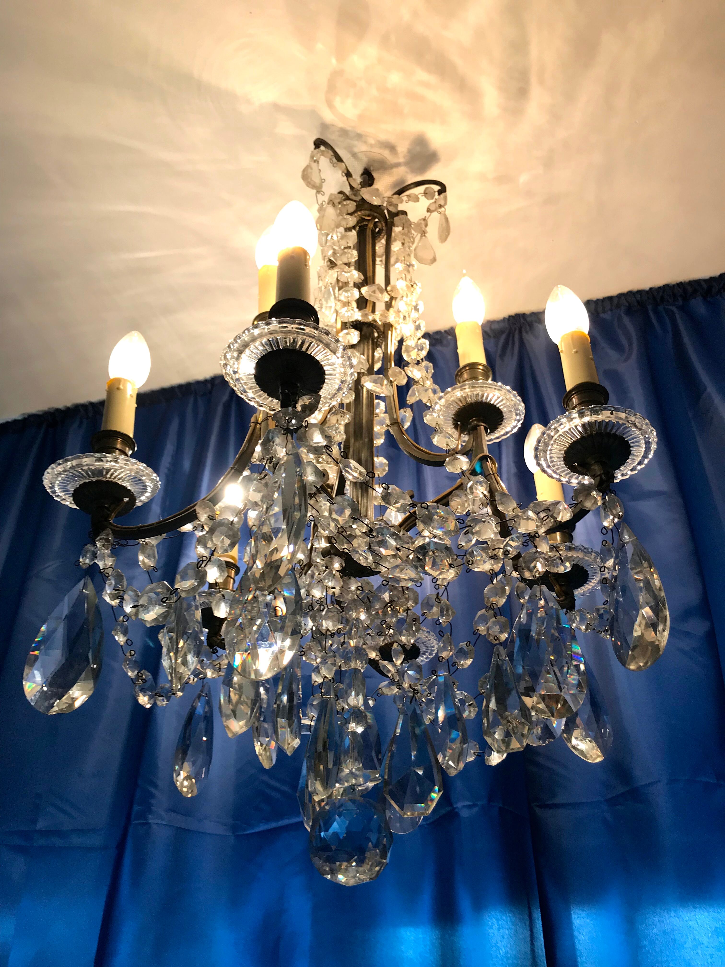 Crystal chandelier diamond cut 9 fires 1880