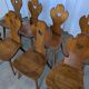 Set of 8 Farmhouse Tyrolean Chair with Heart Cutout Back / 1970s Vintage Di