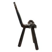 Chaise trépied brutaliste des années 50 en pin et simili cuir, Espagne