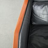 Black leather Art Deco design armchair in good condition