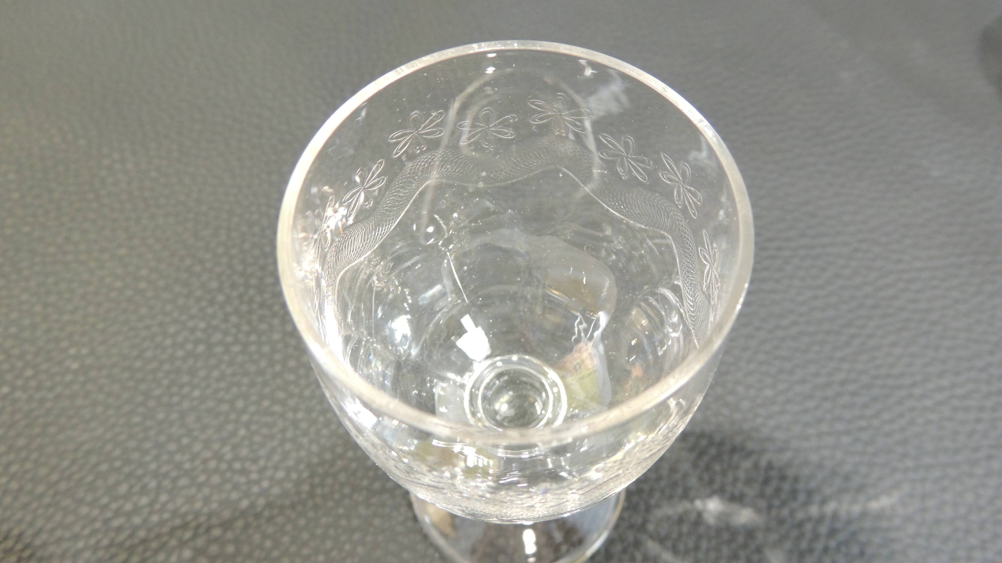 Set of nine engraved crystal liquor glasses, emma model. early 20th century/vintage/thouvenin vierzon