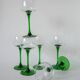 set of 6 green stemmed glasses Made in France Luminarc 1970