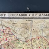 Cold war map of yugoslavia and albania vintage map 1963 linen school map