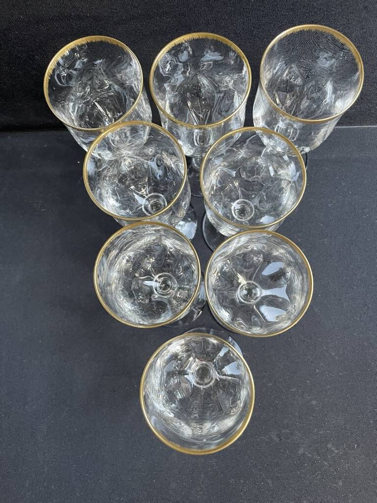 8 Daum gold-plated wine glasses
