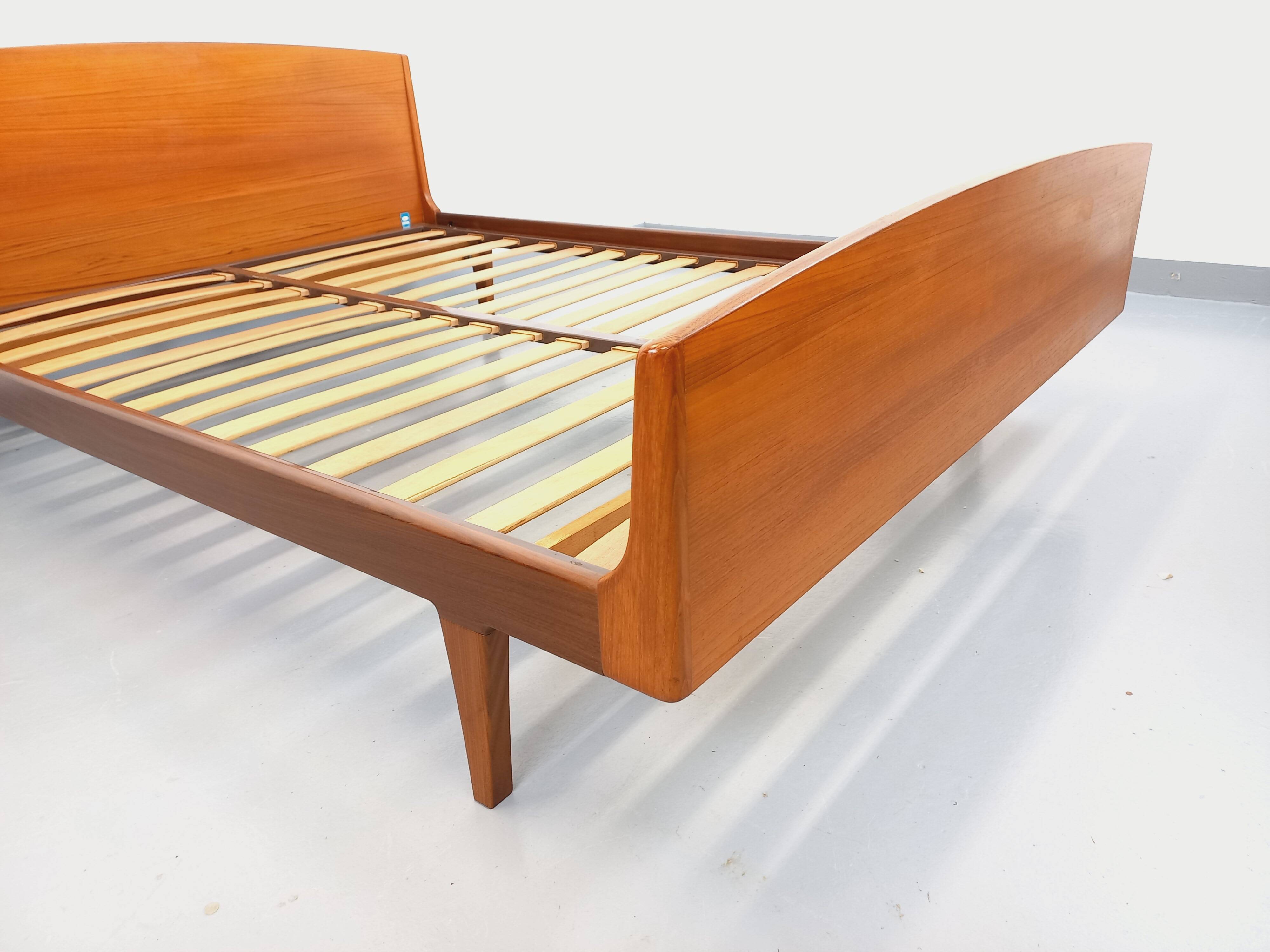 Carlström & Co vintage Scandinavian teak double bed from the 1960s