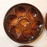 Set of 6 Vintage French Majolica Oyster Plates by St Clements France