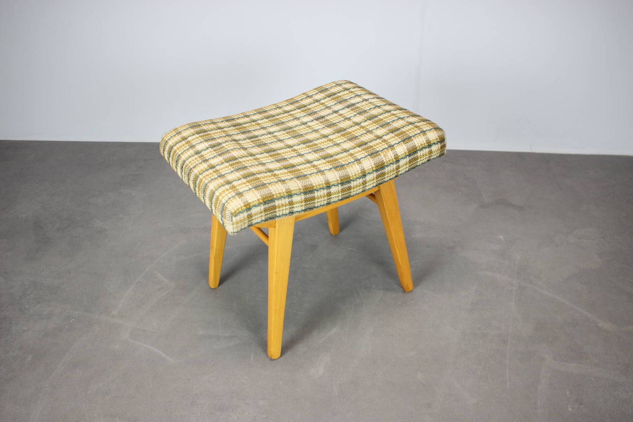 Mid-Century Upholstered Stool or Footstool, Czechoslovakia, 1970
