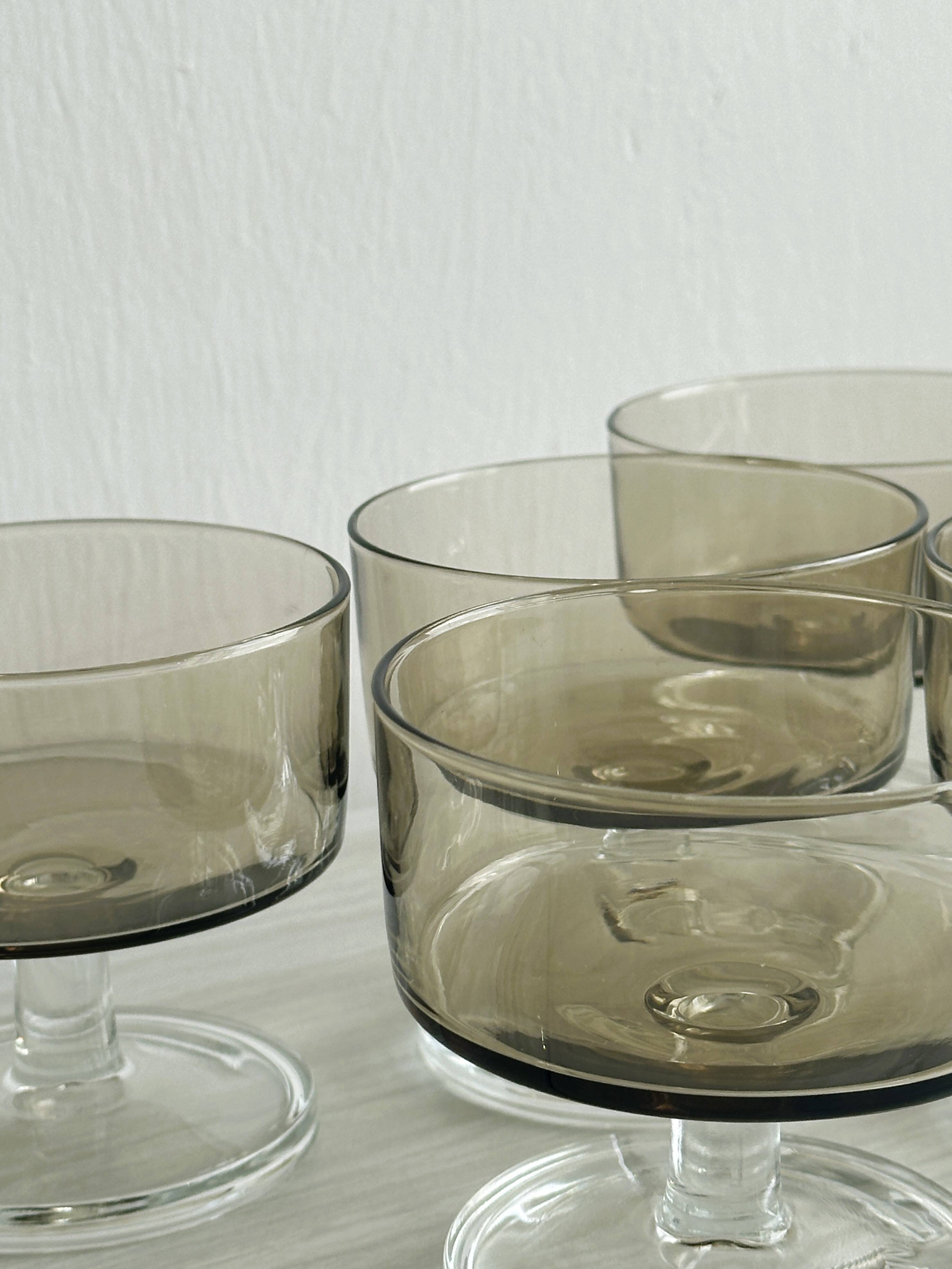 5 smoked glass dessert cups