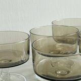 5 smoked glass dessert cups