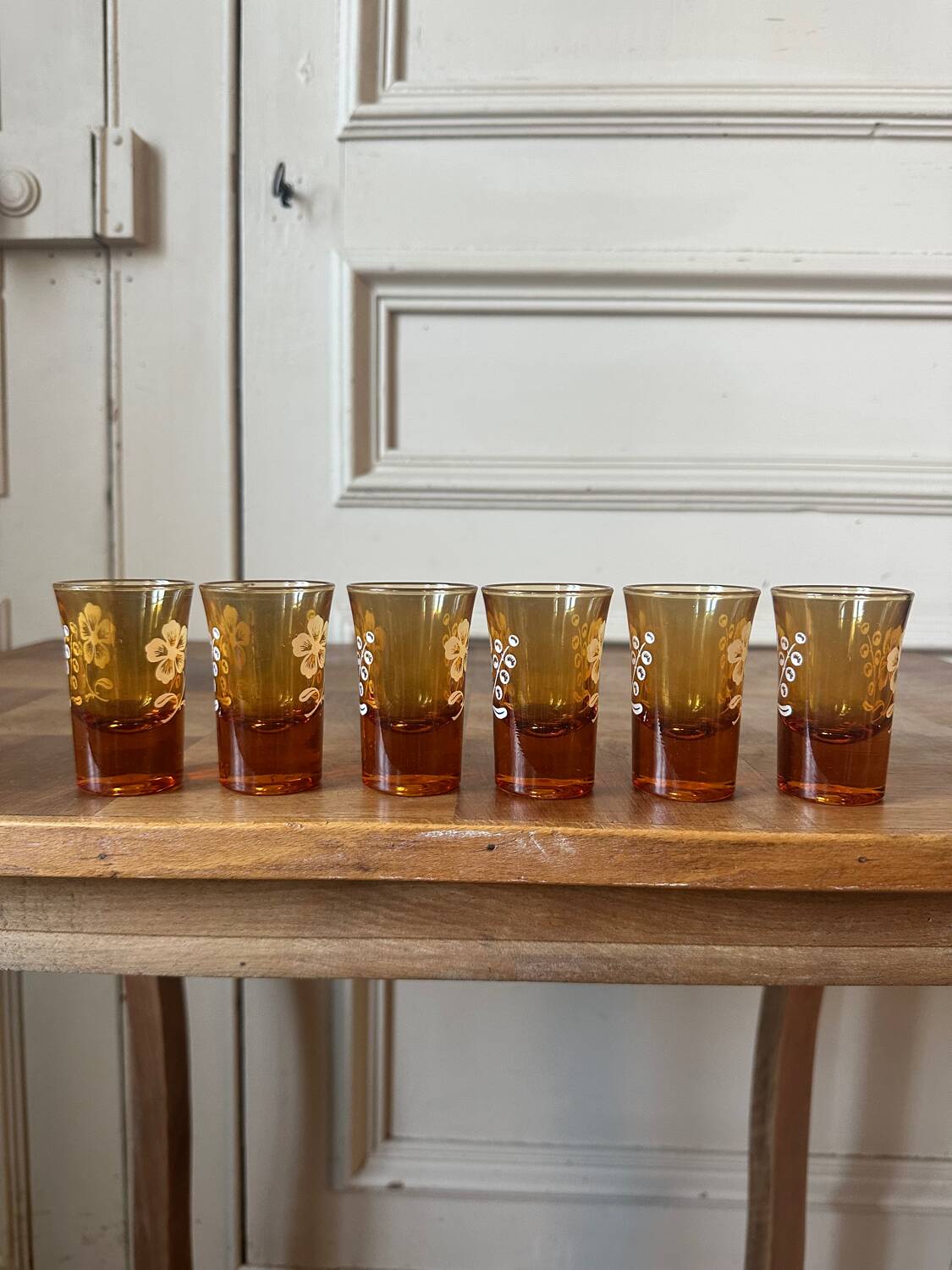 Set of six antique liqueur glasses