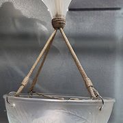 René Lalique, pendant light, opalescent chandelier, "Dahlias", signed, excellent condition.