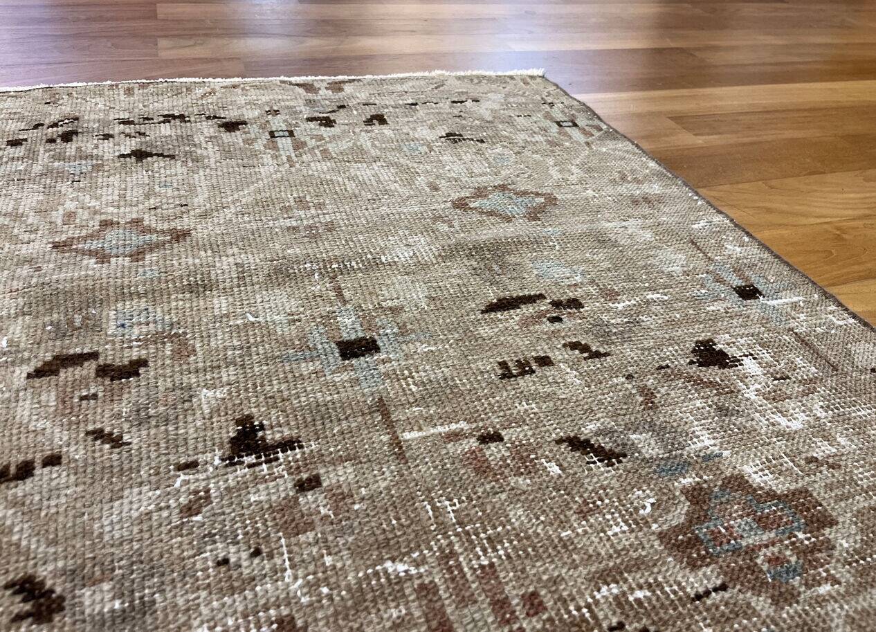 Antique Unique Aztec Design Muted Turkish Old Rug
