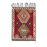 Kilim Vintage Anatolien Rouge – Motifs Géométriques, Laine, 88x125 Cm
