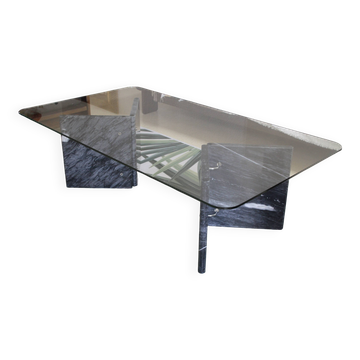 Ikea marble and glass coffee table 1980