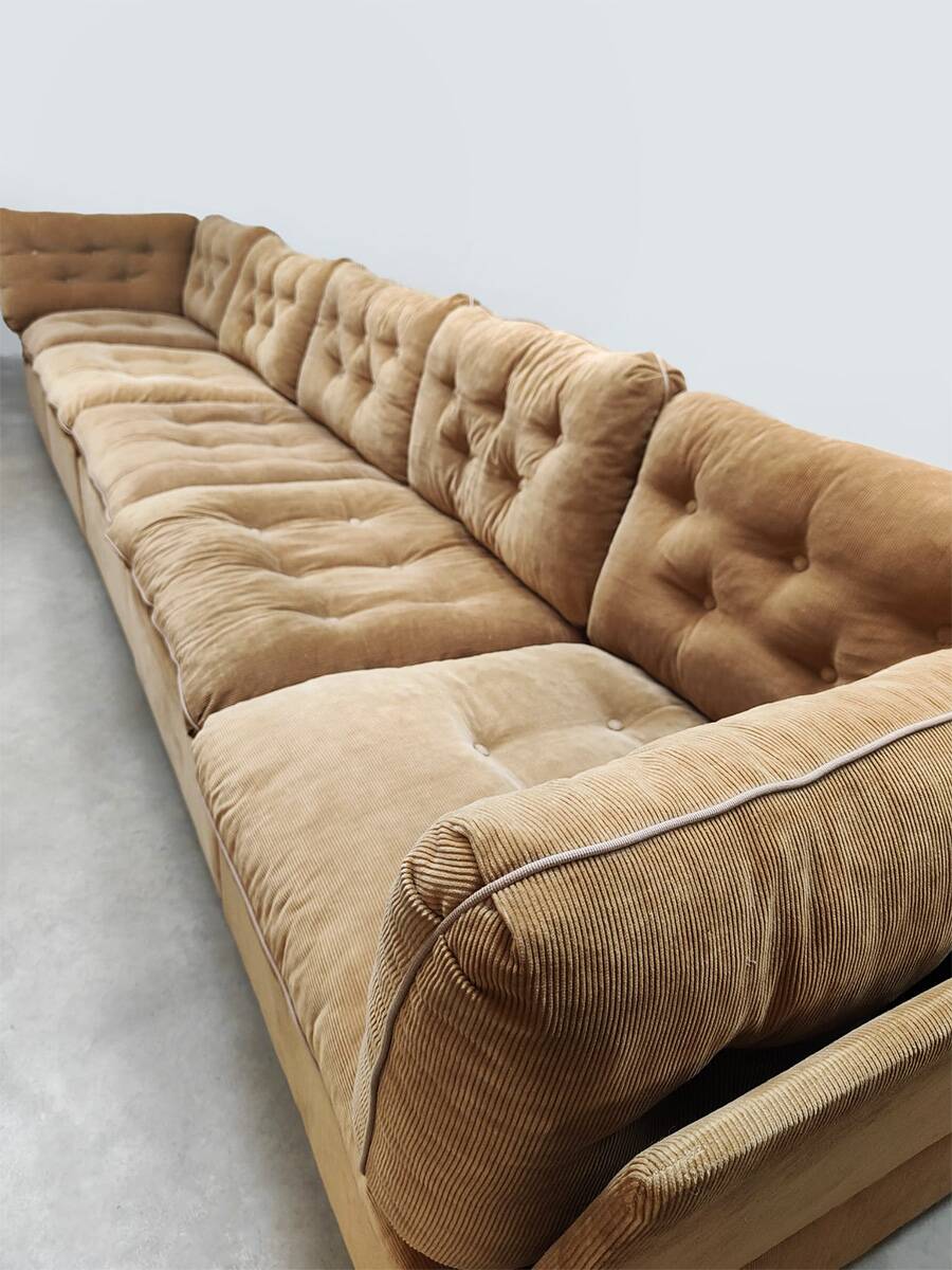 Canapé modulable vintage en velours côtelé côtelé « marron Sahara »